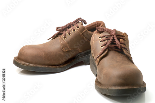 Safety shoes / Safety shoes on white background. Protection devices for industrial applications.