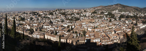 Panorama of El Albayzin district in Granada, Andalusia, Spain