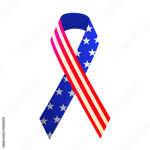 Patriotic red, white, and blue ribbon for 4th of July or Memorial Day. Vector illustration