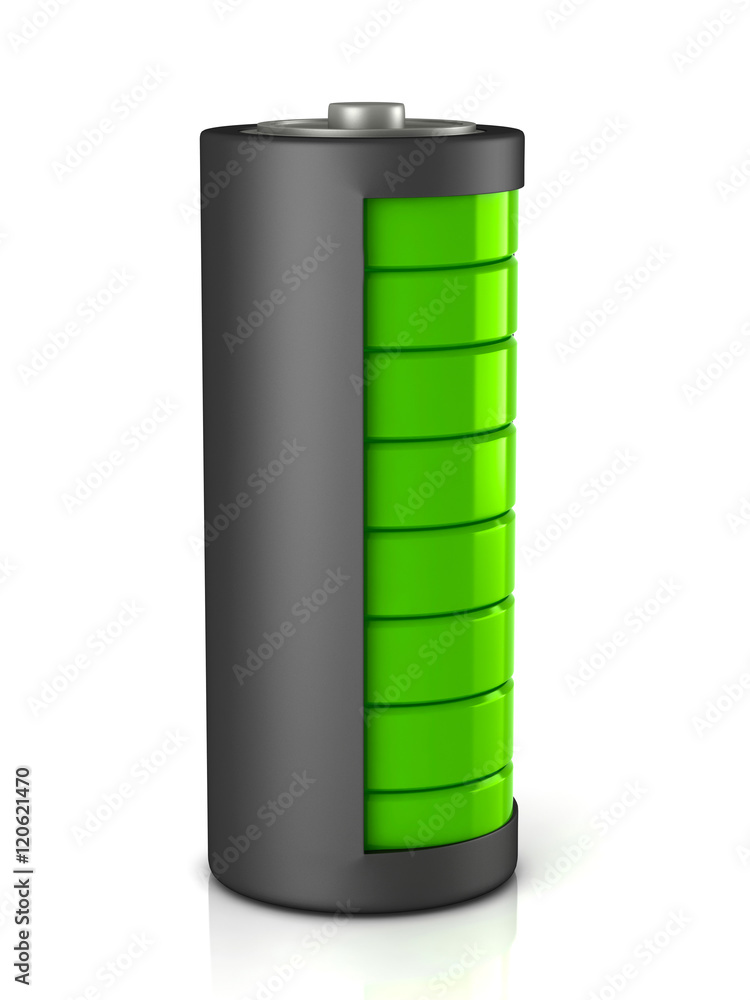 3D rendering. Battery load icon 3D rendering. Battery load icon