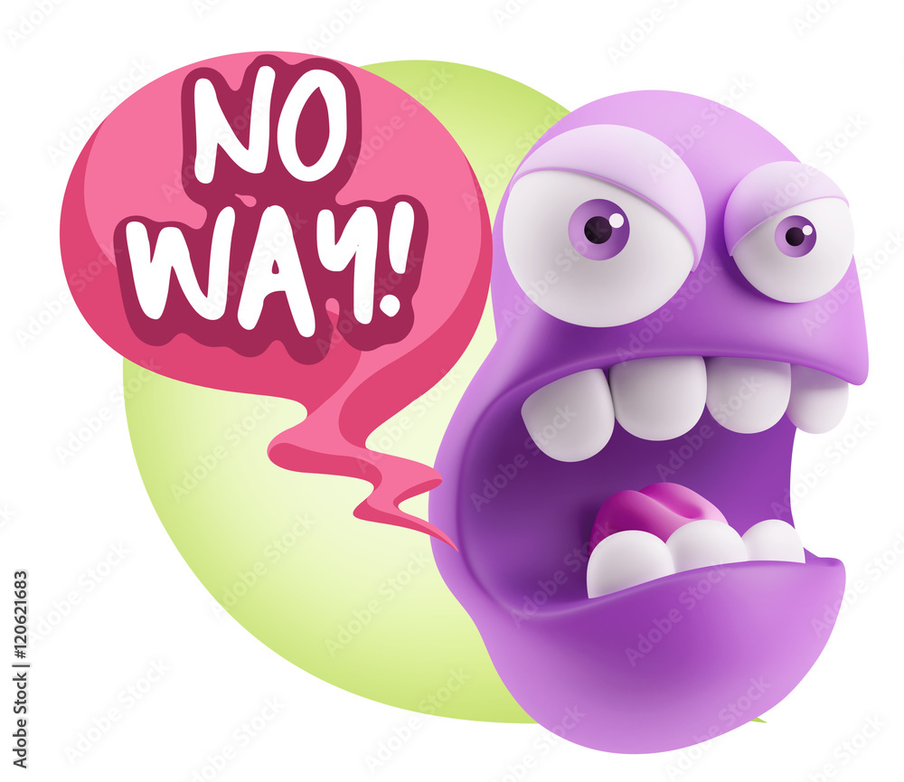 3d Rendering Angry Character Emoji saying No Way with Colorful S 3d Rendering Angry Character Emoji saying No Way with Colorful S