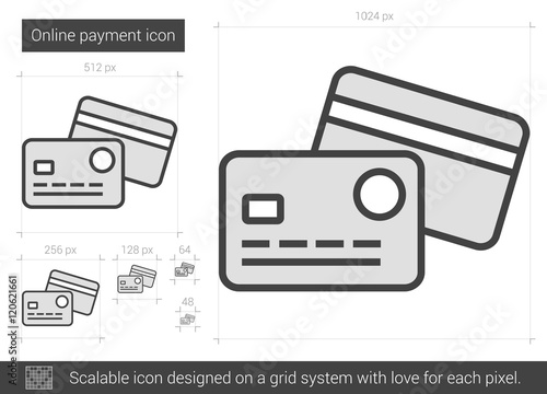 Online payment line icon.