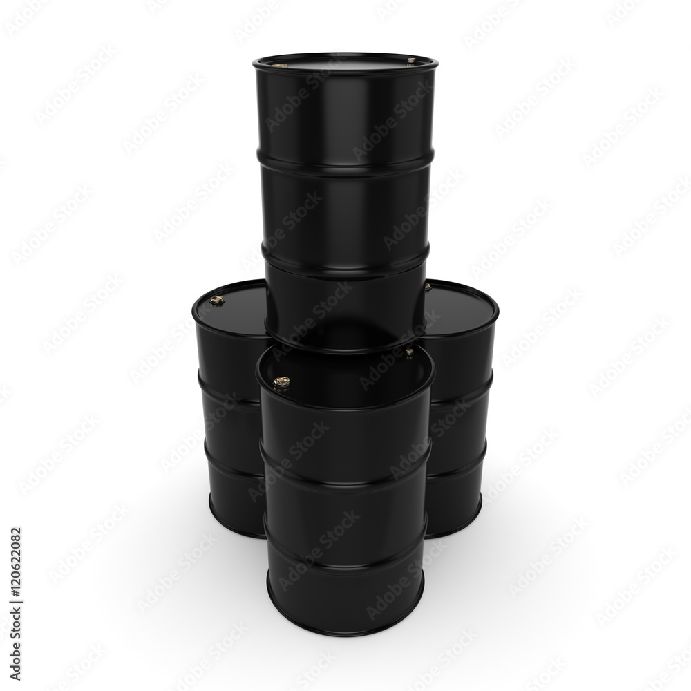 3D rendering black barrels 3D rendering black barrels