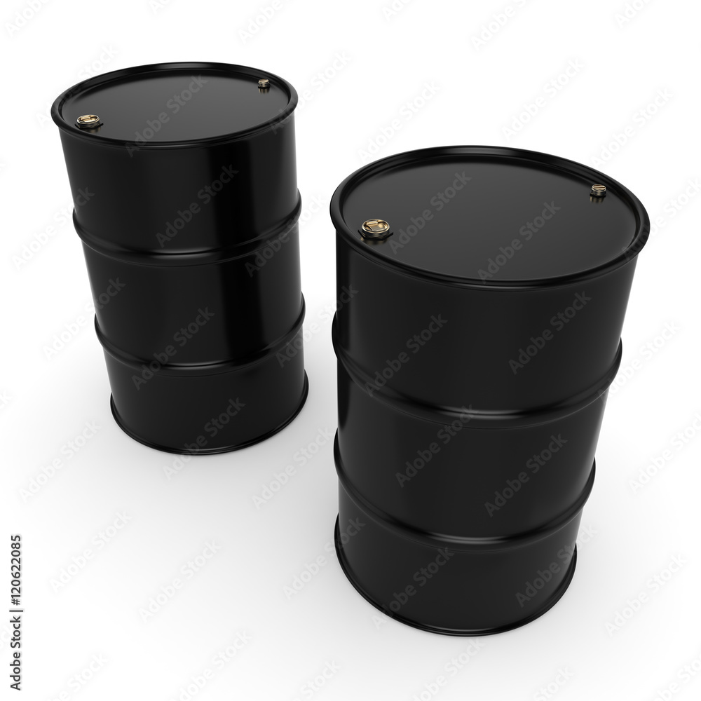3D rendering black barrels 3D rendering black barrels