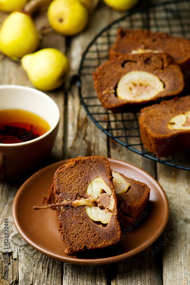 The pear cake with chocolate The pear cake with chocolate