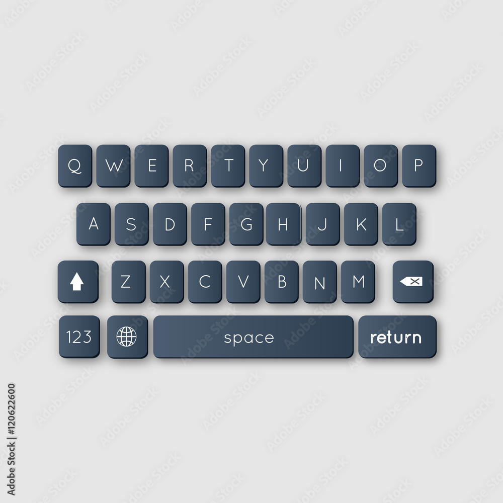 Vector illustration of vector modern keyboard of smartphone, alphabet buttons Vector illustration of vector modern keyboard of smartphone, alphabet buttons