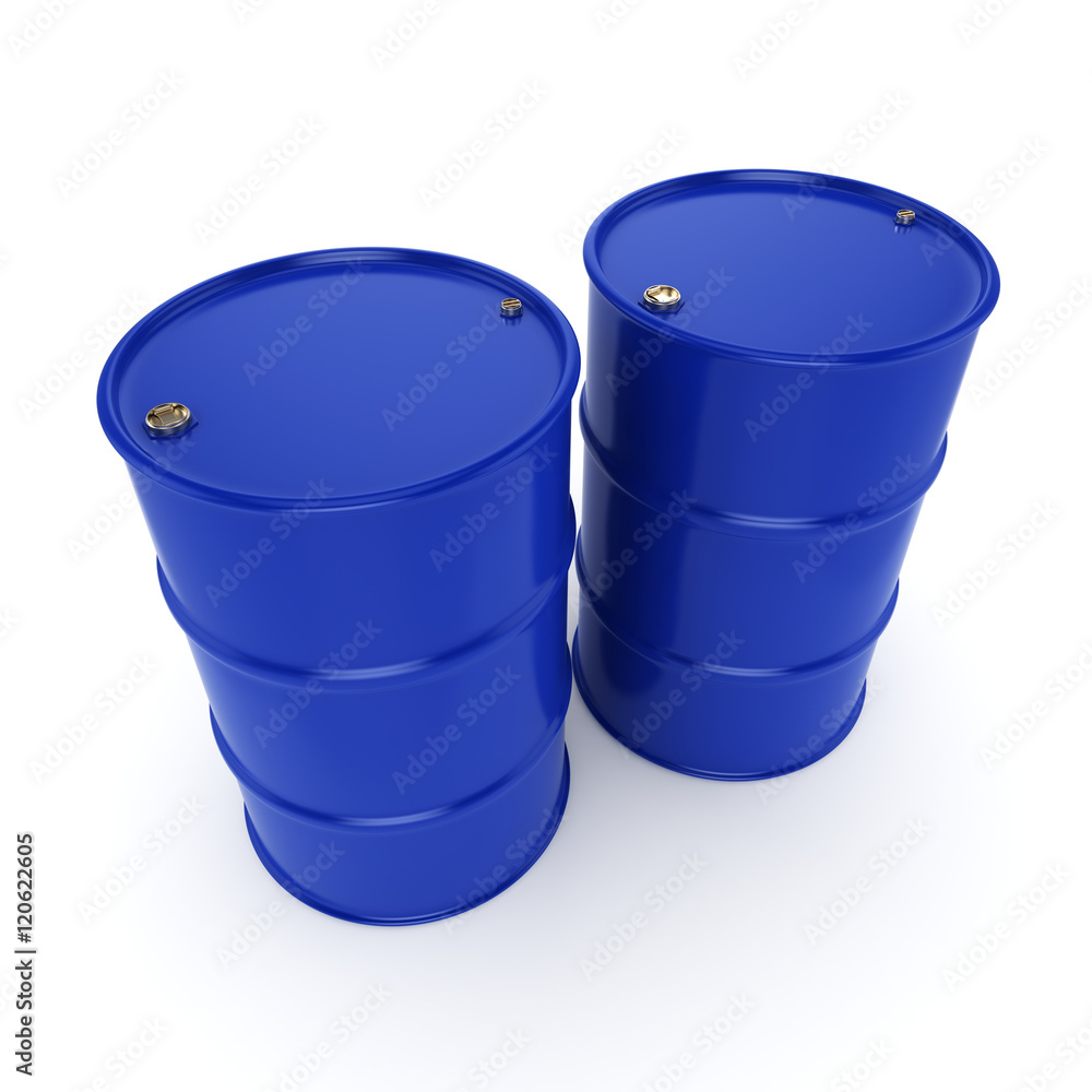 3D rendering blue barrels 3D rendering blue barrels