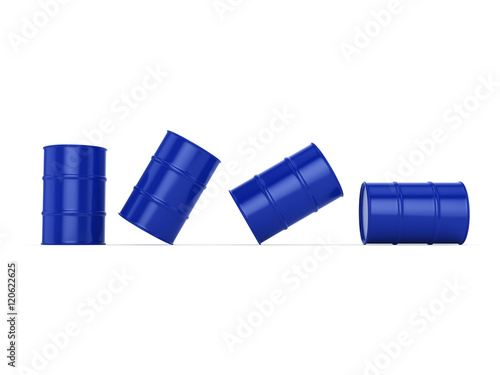 3D rendering blue barrels