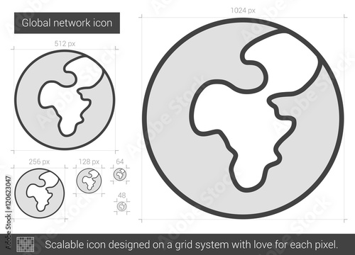 Global network line icon.
