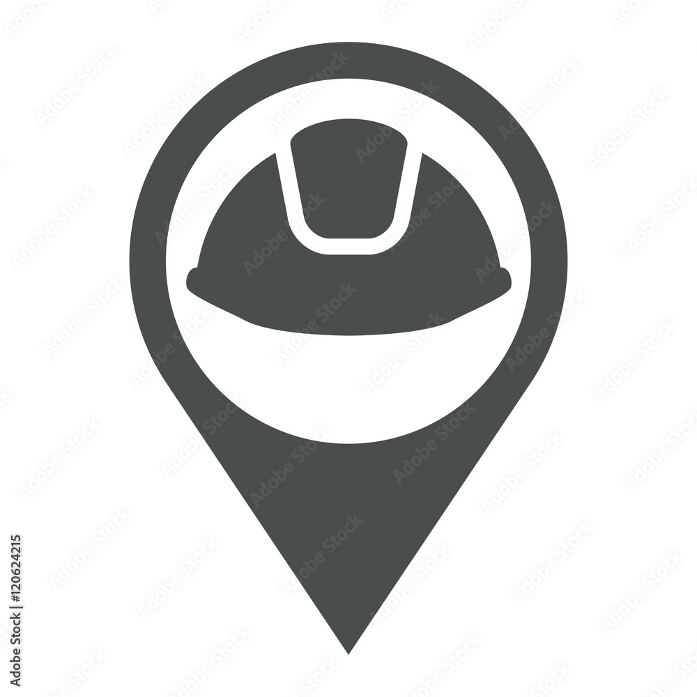 Icono plano localizacion casco gris Icono plano localizacion casco gris