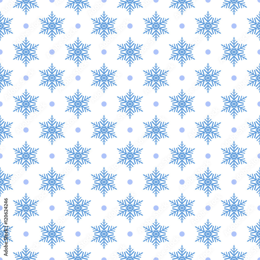 Seamless pattern of snowflakes