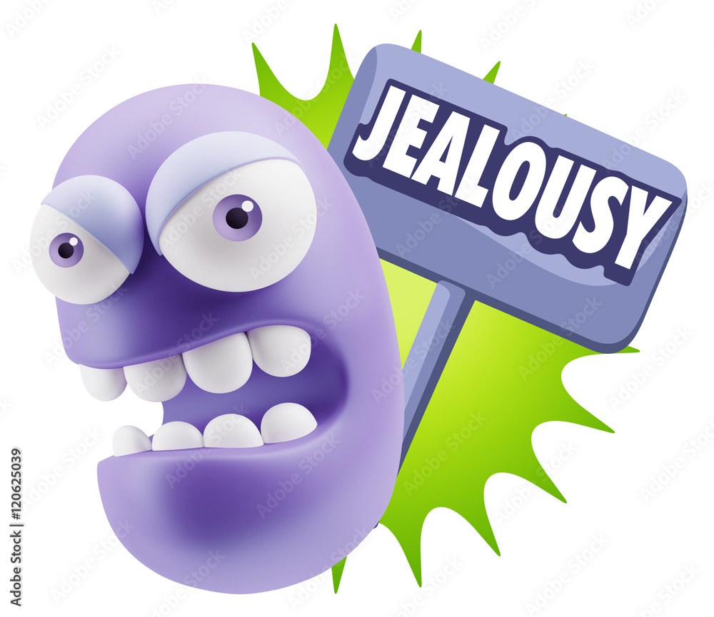 3d Rendering Angry Character Emoji saying Jealousy with Colorful 3d Rendering Angry Character Emoji saying Jealousy with Colorful