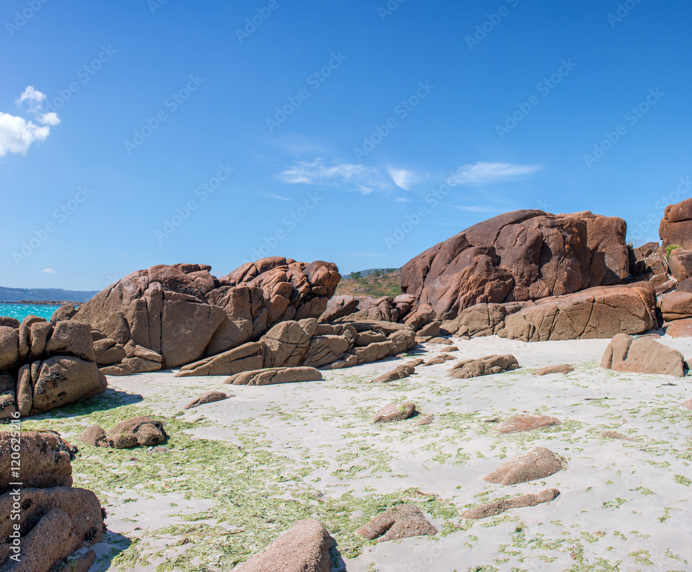 Tropischer Strand an der Playa de Pindo Galicien (Galicia) A Coruña Spanien