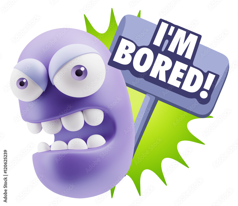 3d Rendering Angry Character Emoji saying I'm Bored with Colorfu 3d Rendering Angry Character Emoji saying I'm Bored with Colorfu