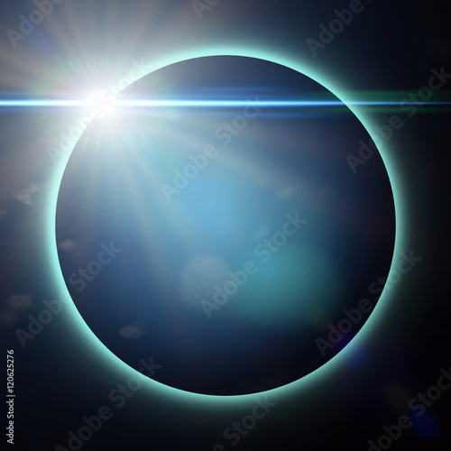 Fototapeta Naklejka Na Ścianę i Meble -  exotic planet surrounded by blue light