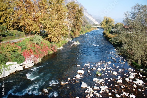 Beautiful autumn day in Piedmont Italy, view to Torrente Strona photo