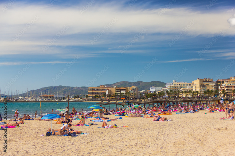 Beautiful view of Platja de Palma de Mallorca, Baleares, Spain