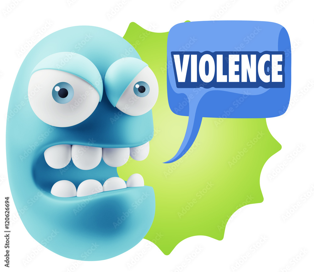 3d Rendering Angry Character Emoji saying Violence with Colorful 3d Rendering Angry Character Emoji saying Violence with Colorful