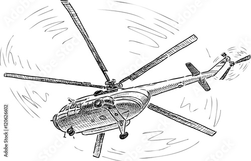 Naklejka na ścianę helikopter w locie