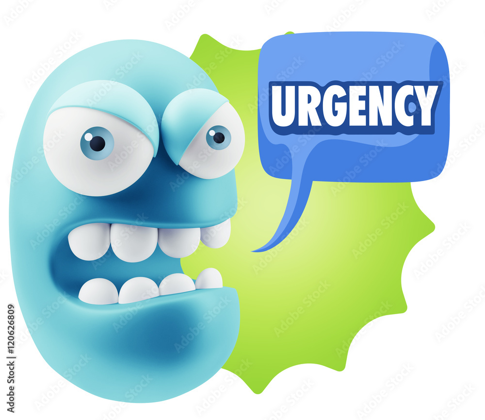 3d Rendering Angry Character Emoji saying Urgency with Colorful 3d Rendering Angry Character Emoji saying Urgency with Colorful