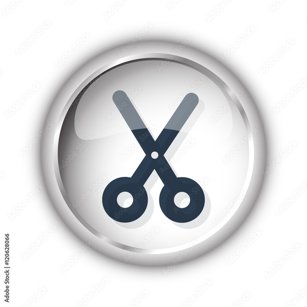 Web button with black Scissors icon on white background Web button with black Scissors icon on white background