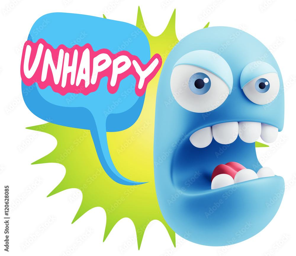 3d Rendering Angry Character Emoji saying Unhappy with Colorful 3d Rendering Angry Character Emoji saying Unhappy with Colorful