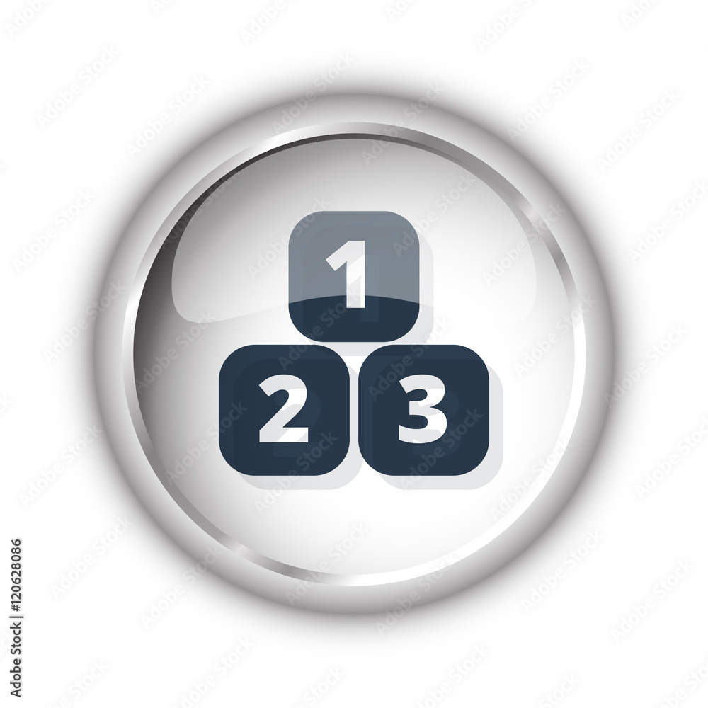 Web button with black 123 Blocks icon on white background Web button with black 123 Blocks icon on white background
