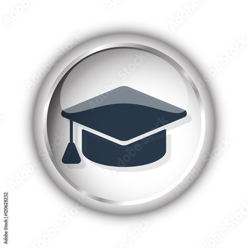 Web button with black Graduation Cap icon on white background