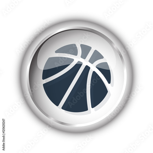 Web button with black Basketball icon on white background