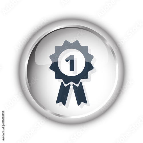 Web button with black Prize Ribbon icon on white background