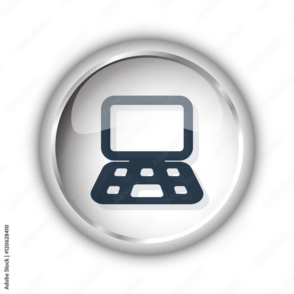 Web button with black Computer icon on white background