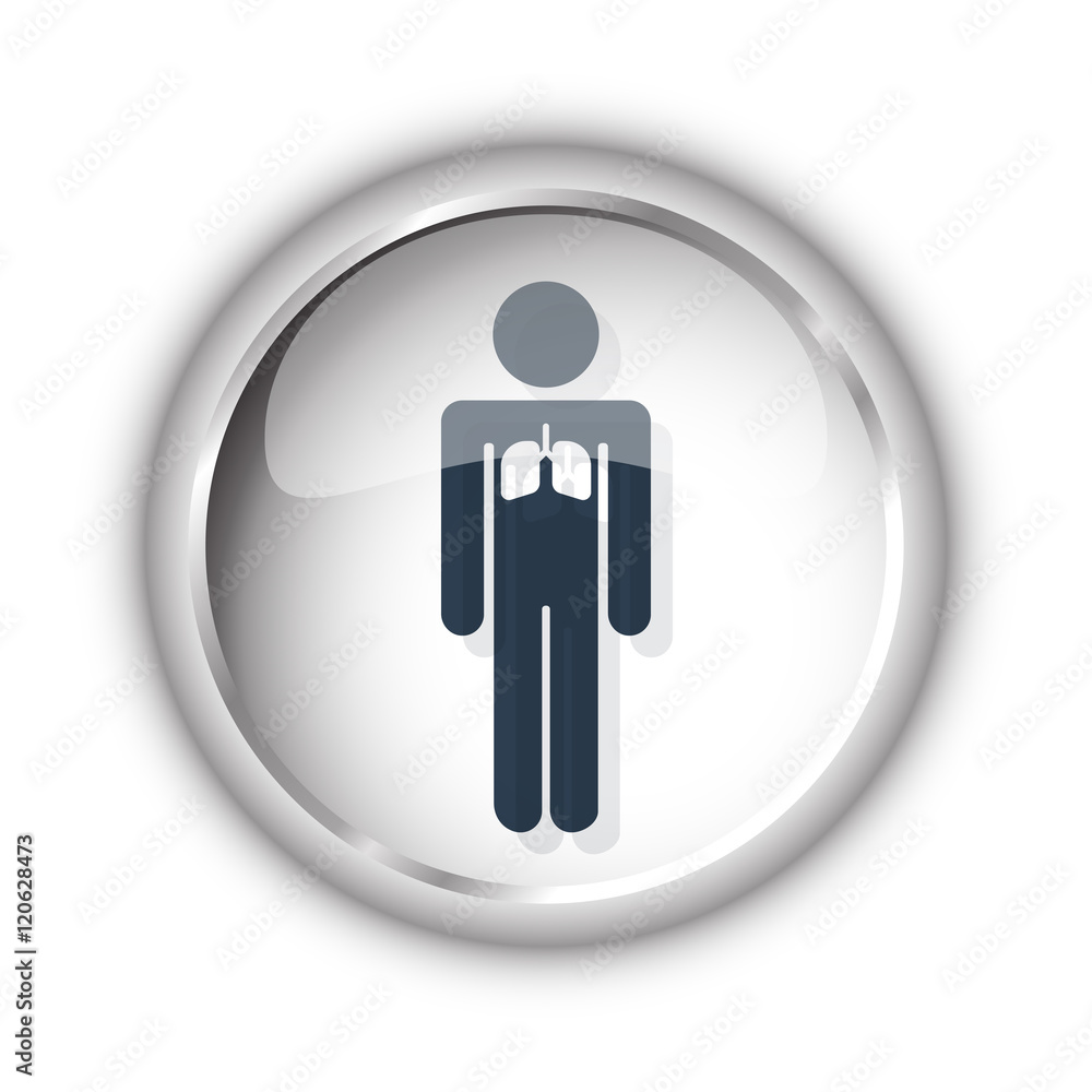 Web button with black Lungs icon on white background Web button with black Lungs icon on white background
