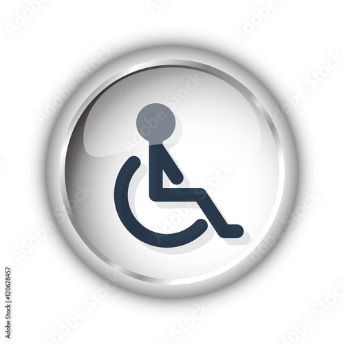Web button with black Wheel Chair icon on white background