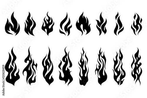 Fire tattoo vector set