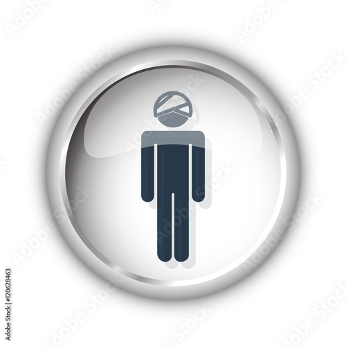 Web button with black Head icon on white background