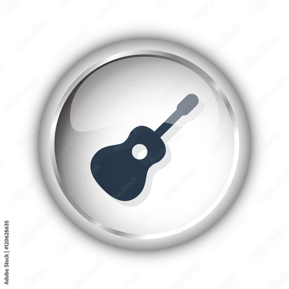 Web button with black Guitar icon on white background Web button with black Guitar icon on white background