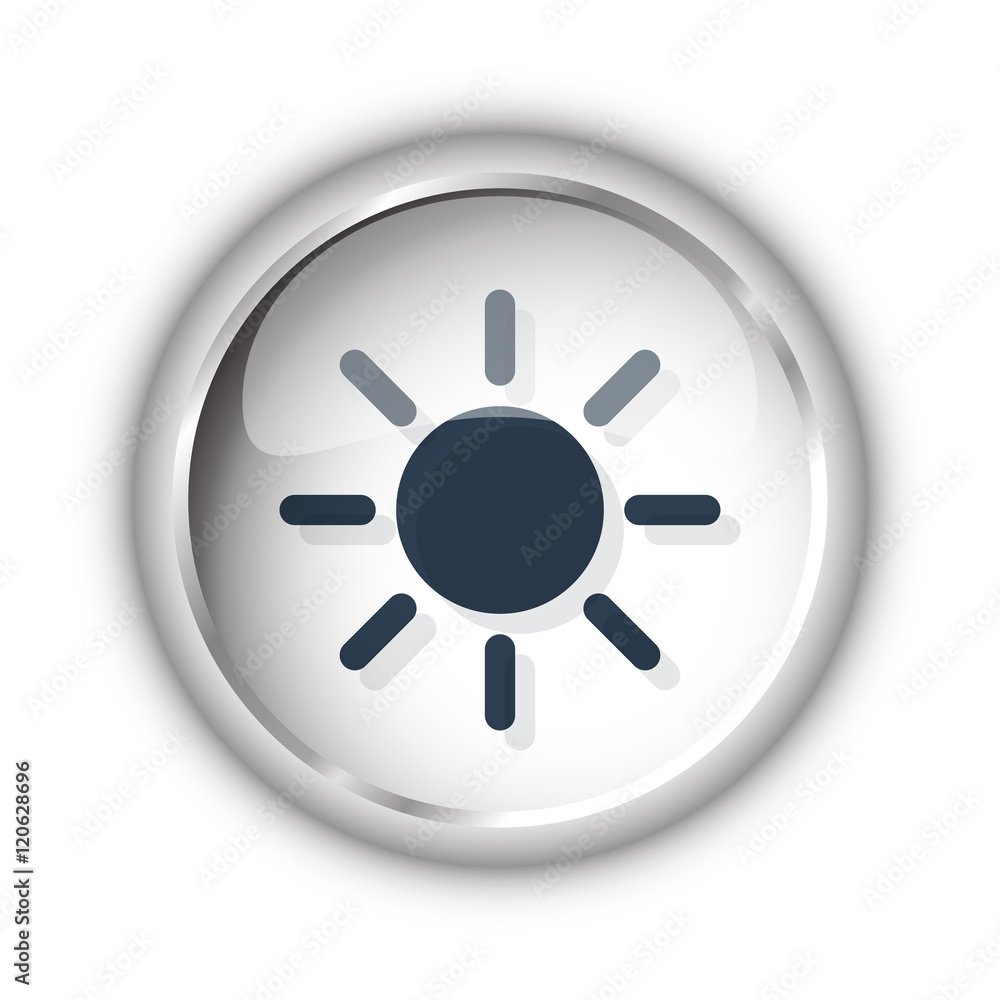 Web button with black Sun icon on white background