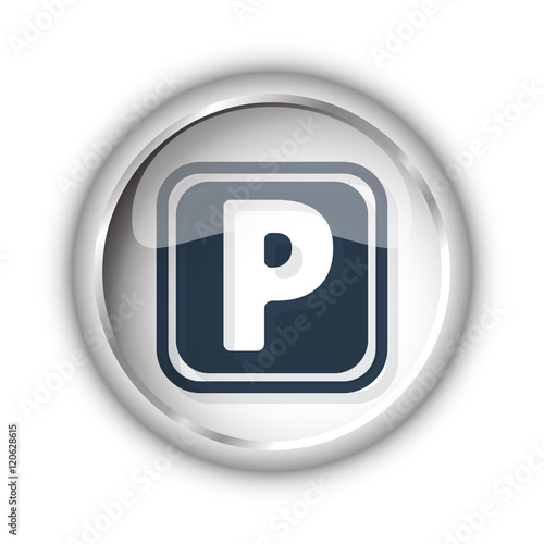 Web button with black Parking icon on white background