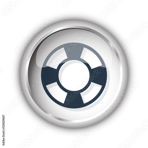 Web button with black Life Buoy icon on white background