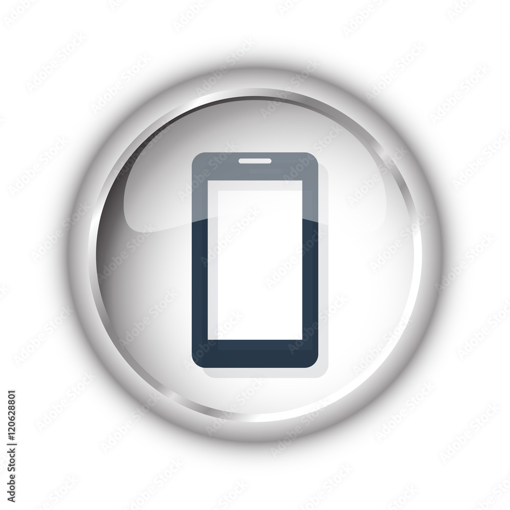 Web button with black Mobile Phone icon on white background Web button with black Mobile Phone icon on white background