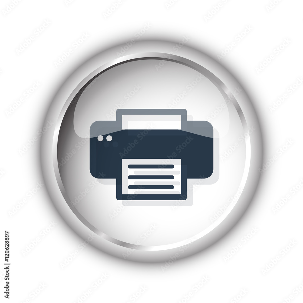 Web button with black Printer icon on white background Web button with black Printer icon on white background