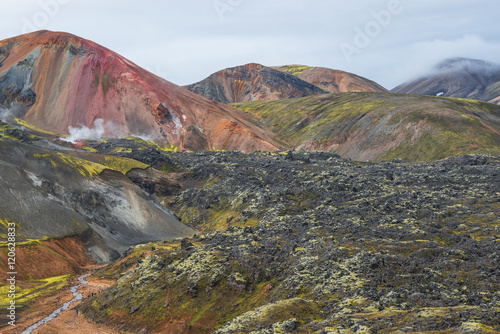 Landmannalaugar colorful mountains in Iceland, summer time