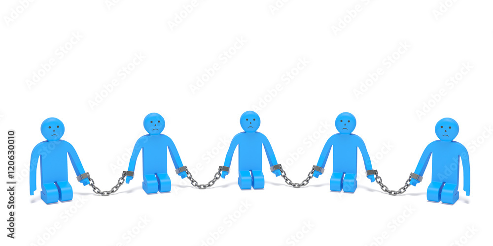International Day for the Remembrance of the Slave Trade and Its Abolition. Sad kneeling people put into chains as symbol of combating human trafficking, protection from slave trading International Day for the Remembrance of the Slave Trade and Its Abolition. Sad kneeling people put into chains as symbol of combating human trafficking, protection from slave trading