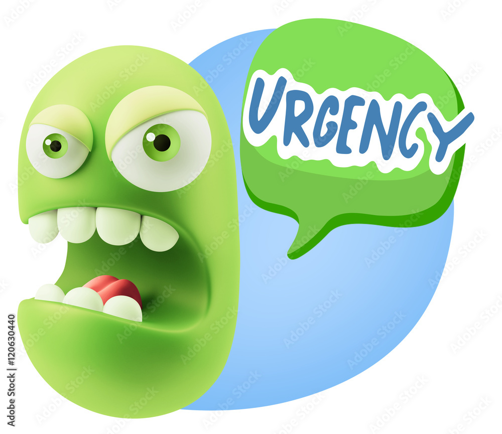 3d Rendering Angry Character Emoji saying Urgency with Colorful 3d Rendering Angry Character Emoji saying Urgency with Colorful