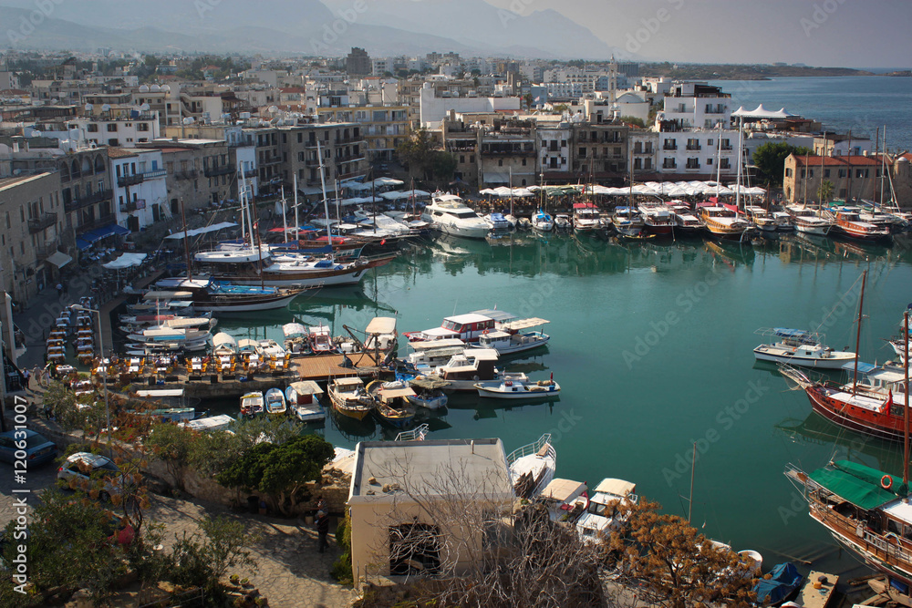 Kyrenia (Girne) harbour. Northern Cyprus. The view from Girne Castle.