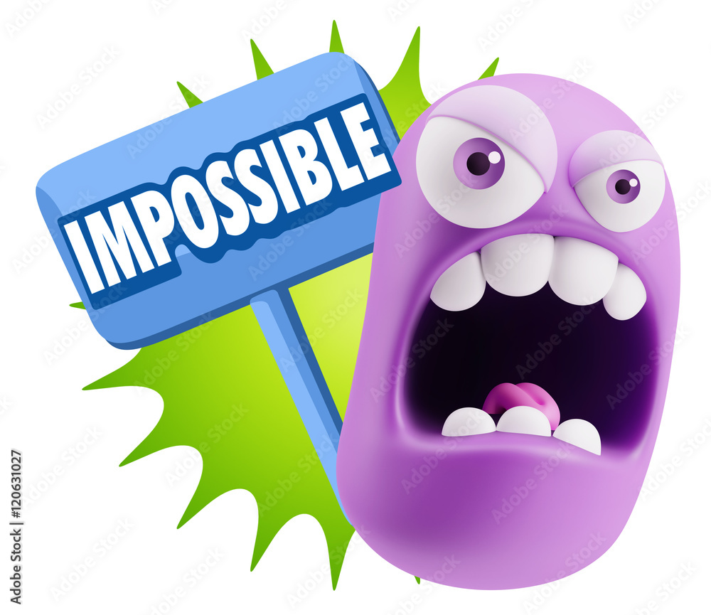 3d Rendering Angry Character Emoji saying Impossible with Colorf 3d Rendering Angry Character Emoji saying Impossible with Colorf