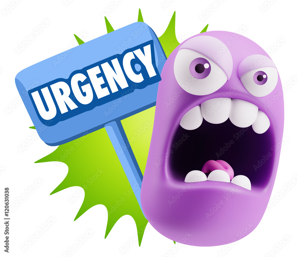 3d Rendering Angry Character Emoji saying Urgency with Colorful 3d Rendering Angry Character Emoji saying Urgency with Colorful