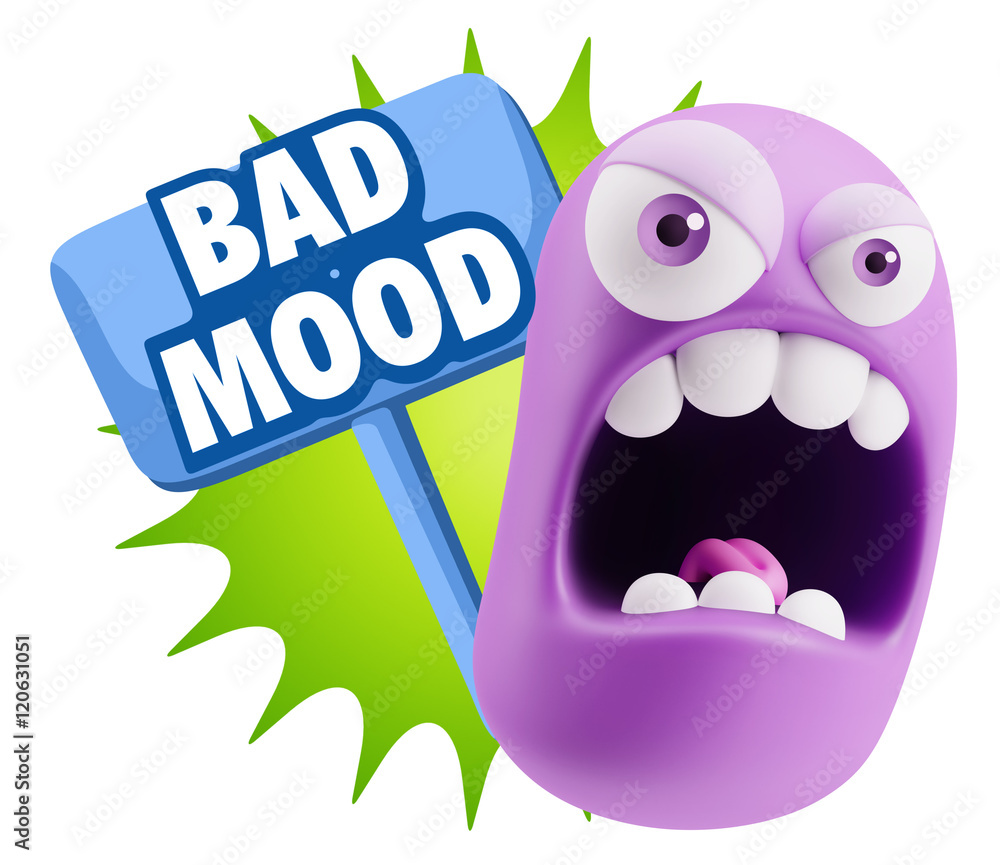 Obraz premium 3d Rendering Angry Character Emoji saying Bad Mood with Colorful