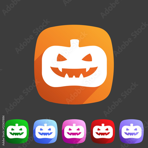 Halloween pumpkin icon flat web sign symbol logo label