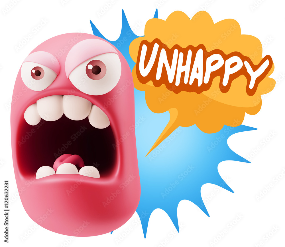 3d Rendering Angry Character Emoji saying Unhappy with Colorful 3d Rendering Angry Character Emoji saying Unhappy with Colorful